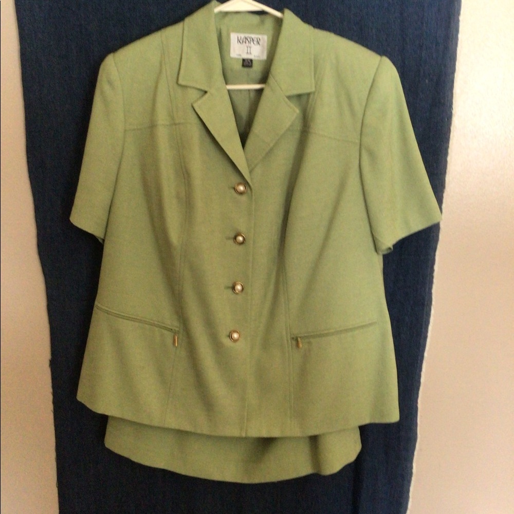 Kasper II classic Mint Green Spring Polyester suit 16W